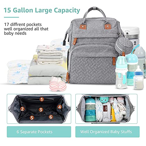 Diaper Backpack Bag Heather Grey 06