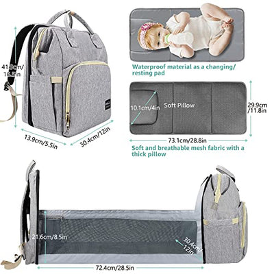 DERSTUEWE Diaper Bag Backpack，Baby Diaper Bags Multi functional Travel diaper backpack Large Capacity, (Charcoal Grey)