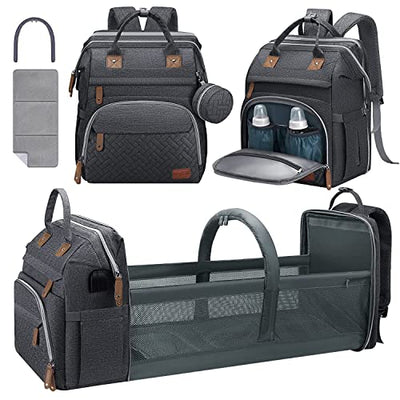 DERJUNSTAR Diaper Backpack with Changing Station Dark Grey 01