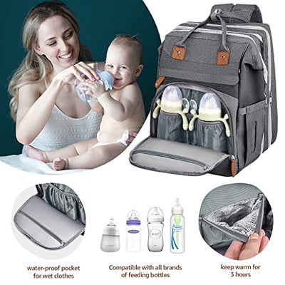 Diaper Backpack With Laptop Bag Grey 05