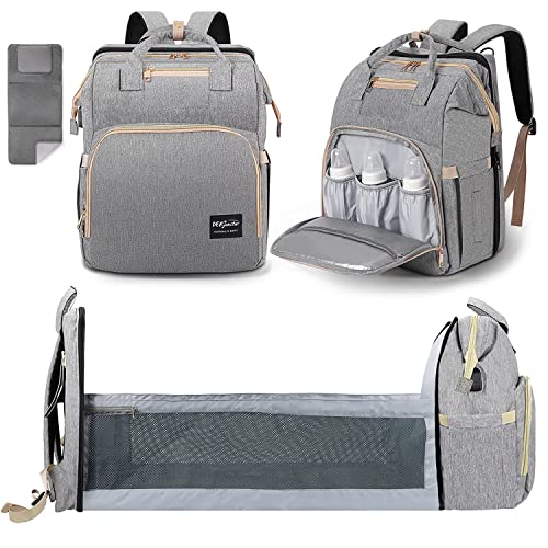DERSTUEWE Diaper Bag Backpack，Baby Diaper Bags Multi functional Travel diaper backpack Large Capacity, (Charcoal Grey)