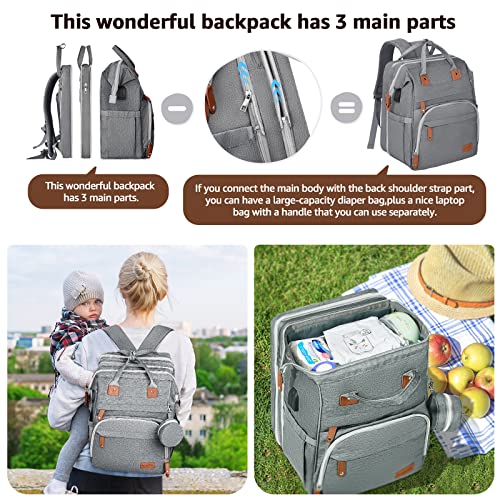 Diaper Backpack With Laptop Bag Grey 02