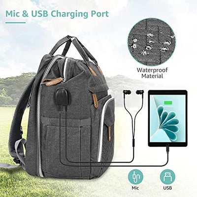 DERJUNSTAR Diaper Backpack with Changing Station Dark Grey 03