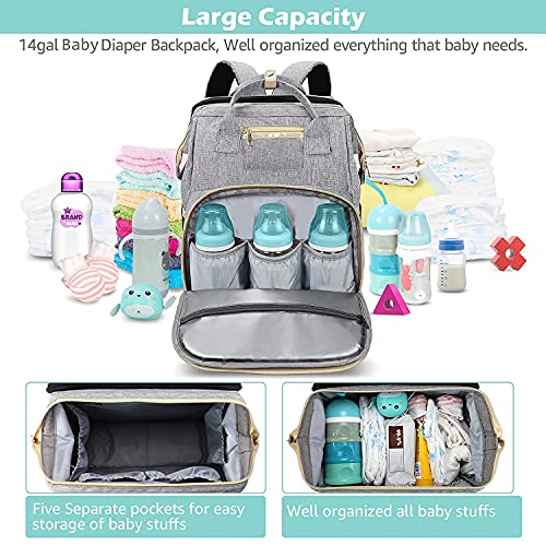 DERSTUEWE Diaper Bag Backpack，Baby Diaper Bags Multi functional Travel
