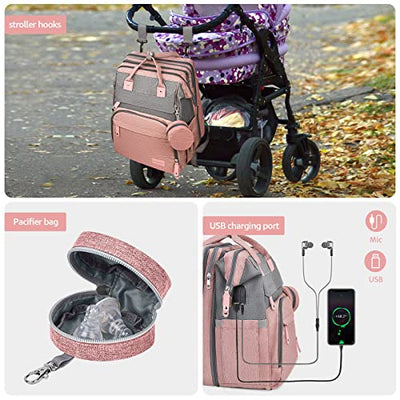 Diaper Backpack With Laptop Bag Pale Pink 07