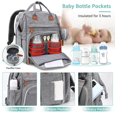 Diaper Backpack With Changing Station Light Grey