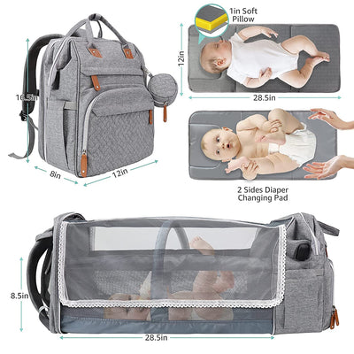 Diaper Backpack With Changing Station Light Grey