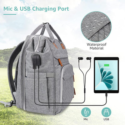 Diaper Backpack With Changing Station Light Grey